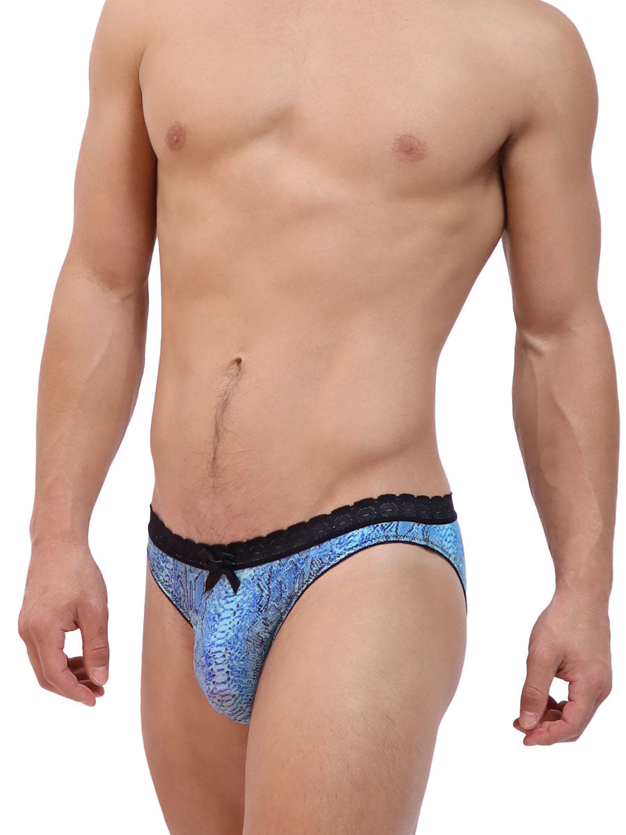 men's blue snake print and lace panty - XDress