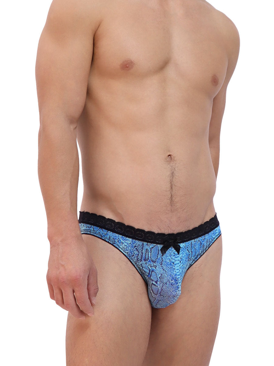 men's blue snake print and lace panty - XDress