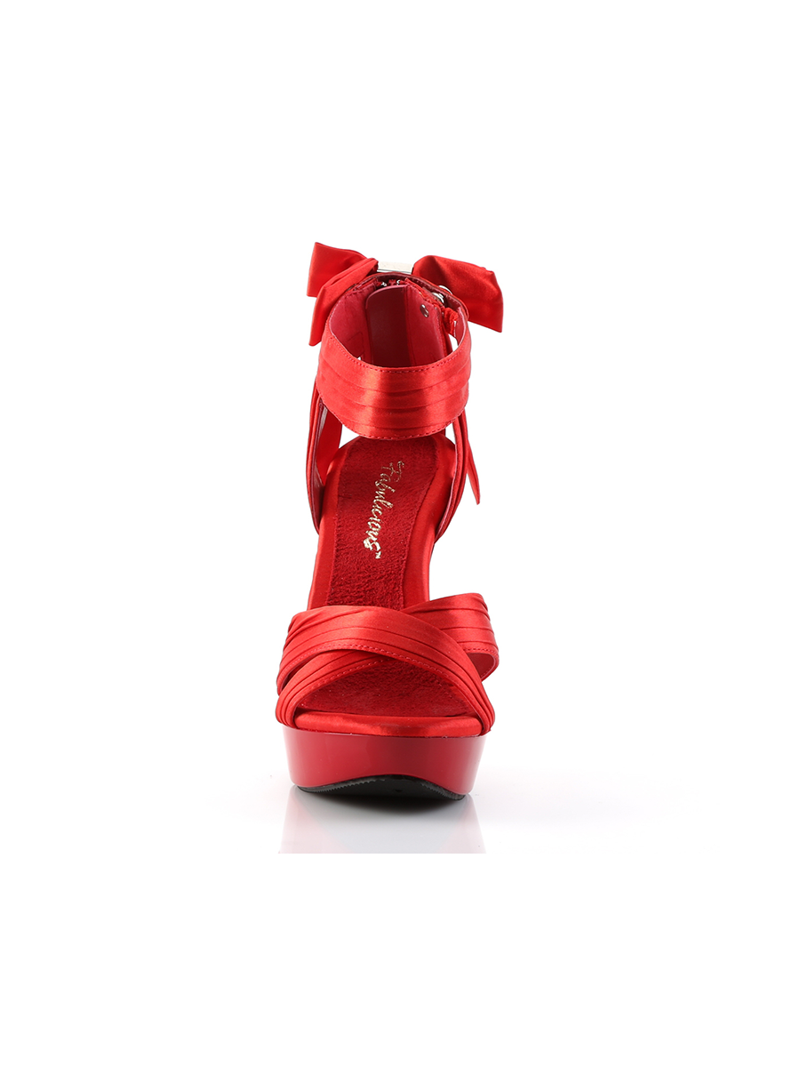 men's red satin bow 5 inch high heel shoes - XDress