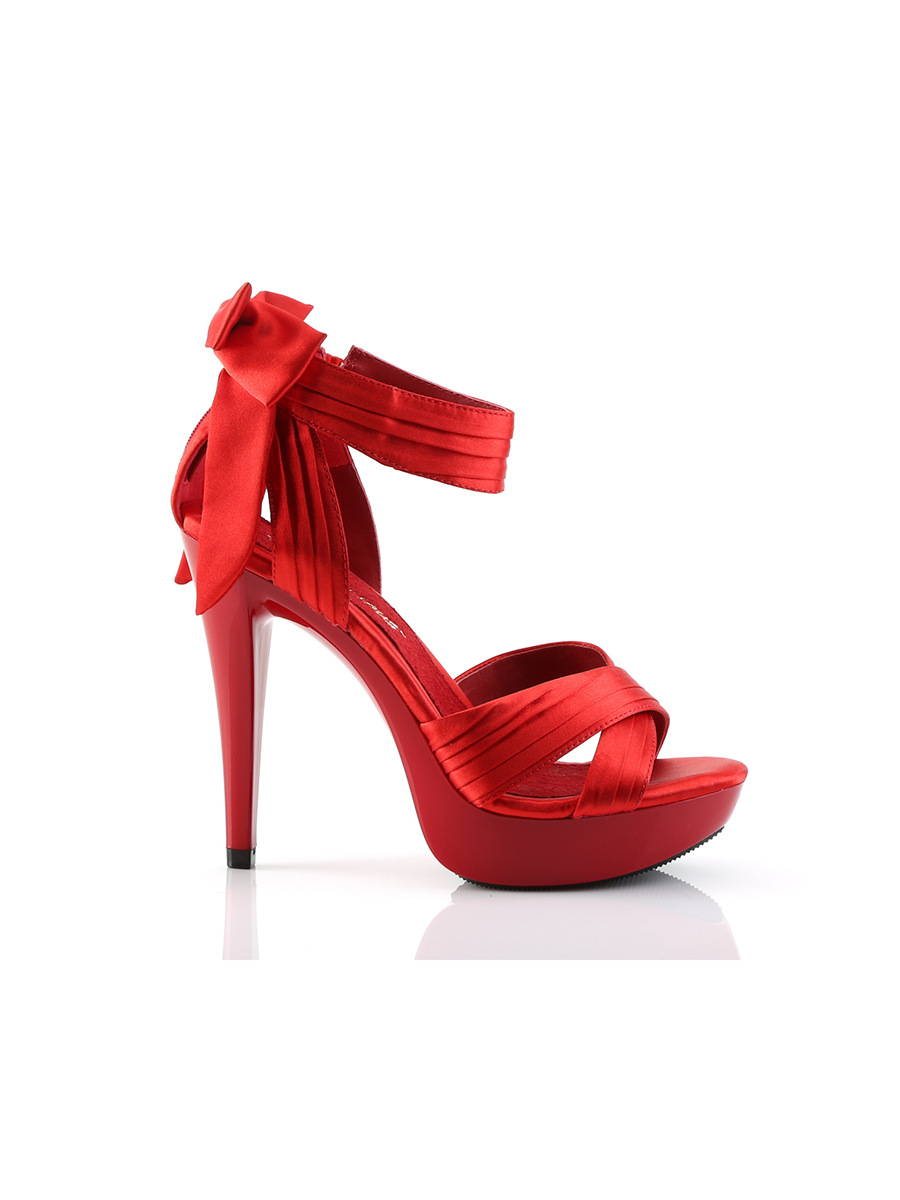 men's red satin bow 5 inch high heel shoes - XDress