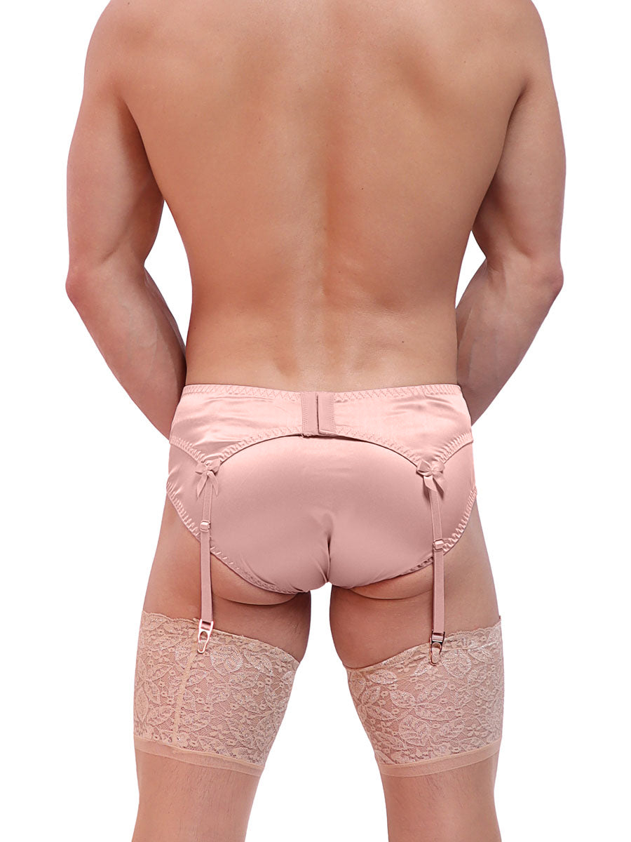 men's pink silk garter belt - XDress