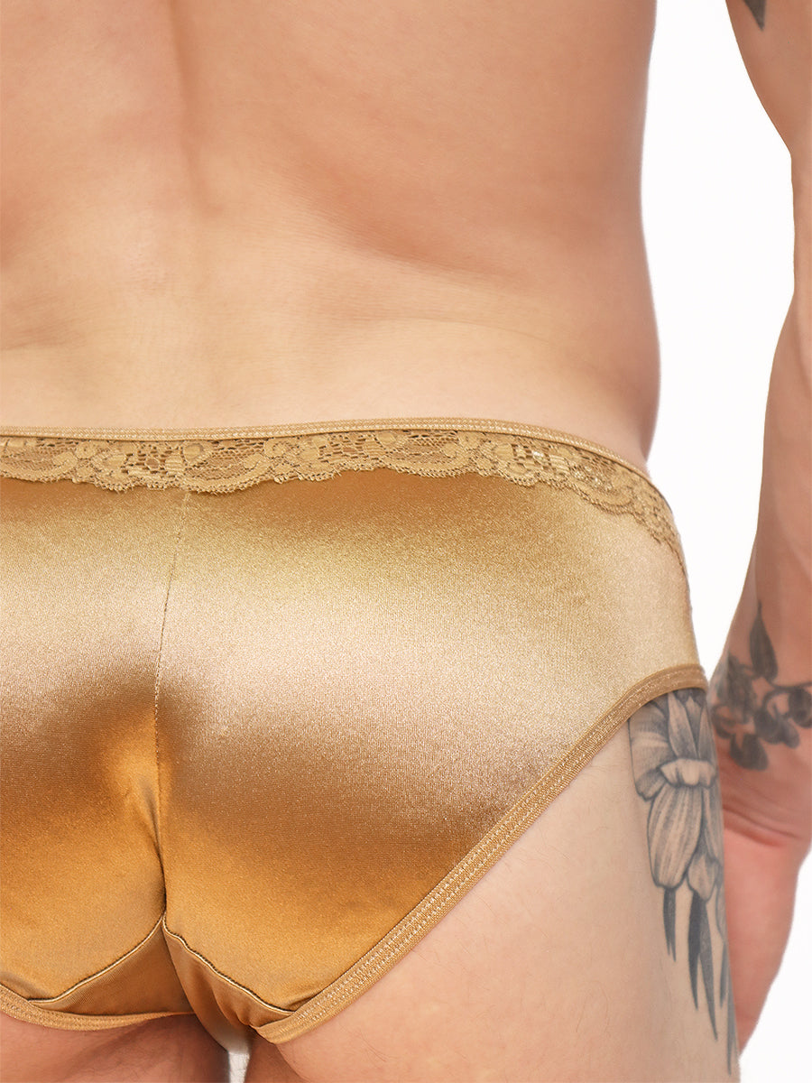 men's gold satin and lace panties - XDress