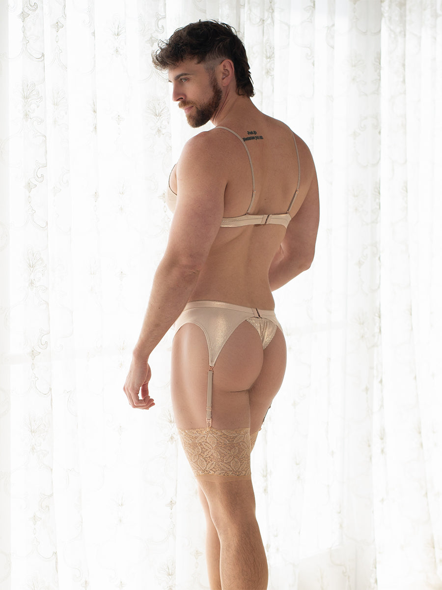 men's gold metallic garter belt - XDress