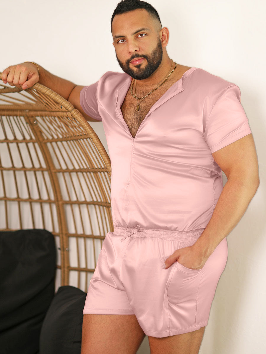 men's pink silk romper - XDress