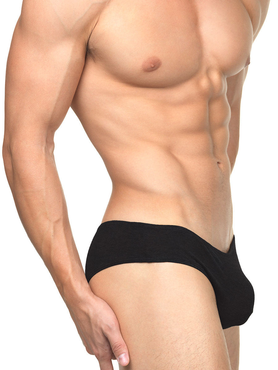 Men's black soft rayon brief panties