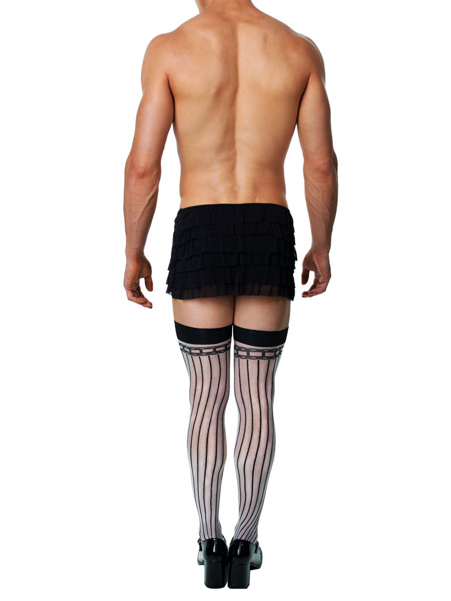 Men's black ruffled see through sissy skirt