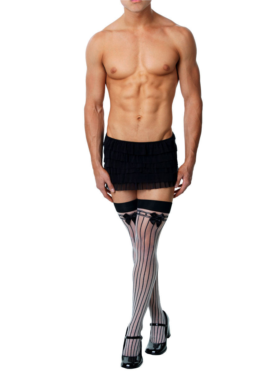 Men's black ruffled see through sissy skirt