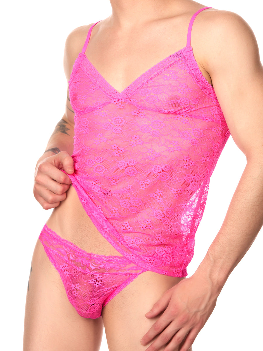 men's pink lace camisole