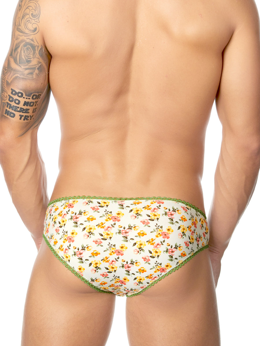Men's white floral print panty