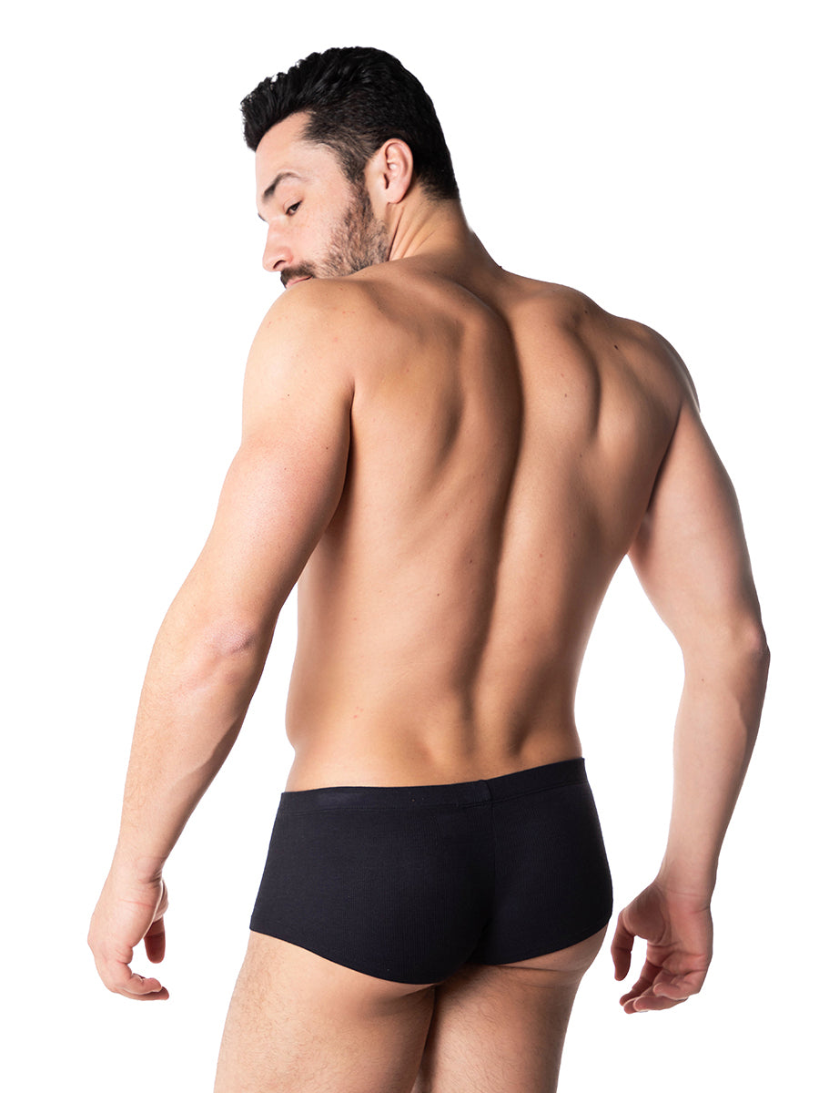 men's black soft ribbed boxer briefs - Body Aware