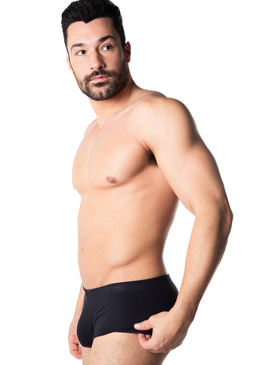 men's black soft ribbed boxer briefs - Body Aware