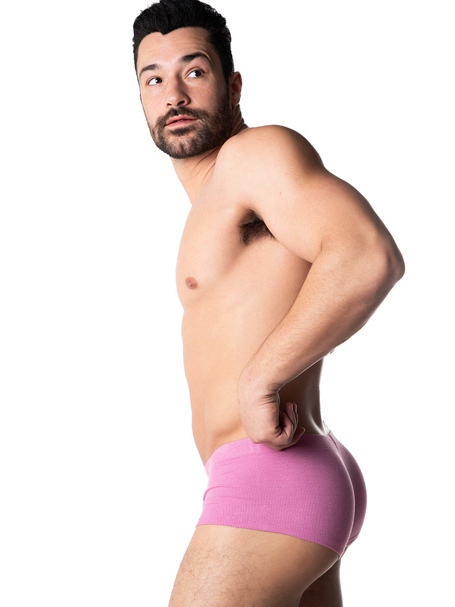 men's pink ribbed boxer briefs - Body Aware