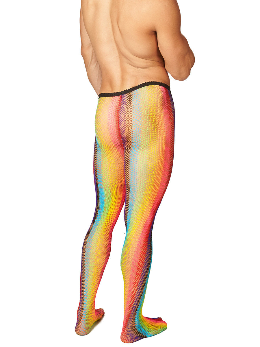 Men's rainbow fishnet pantyhose tights
