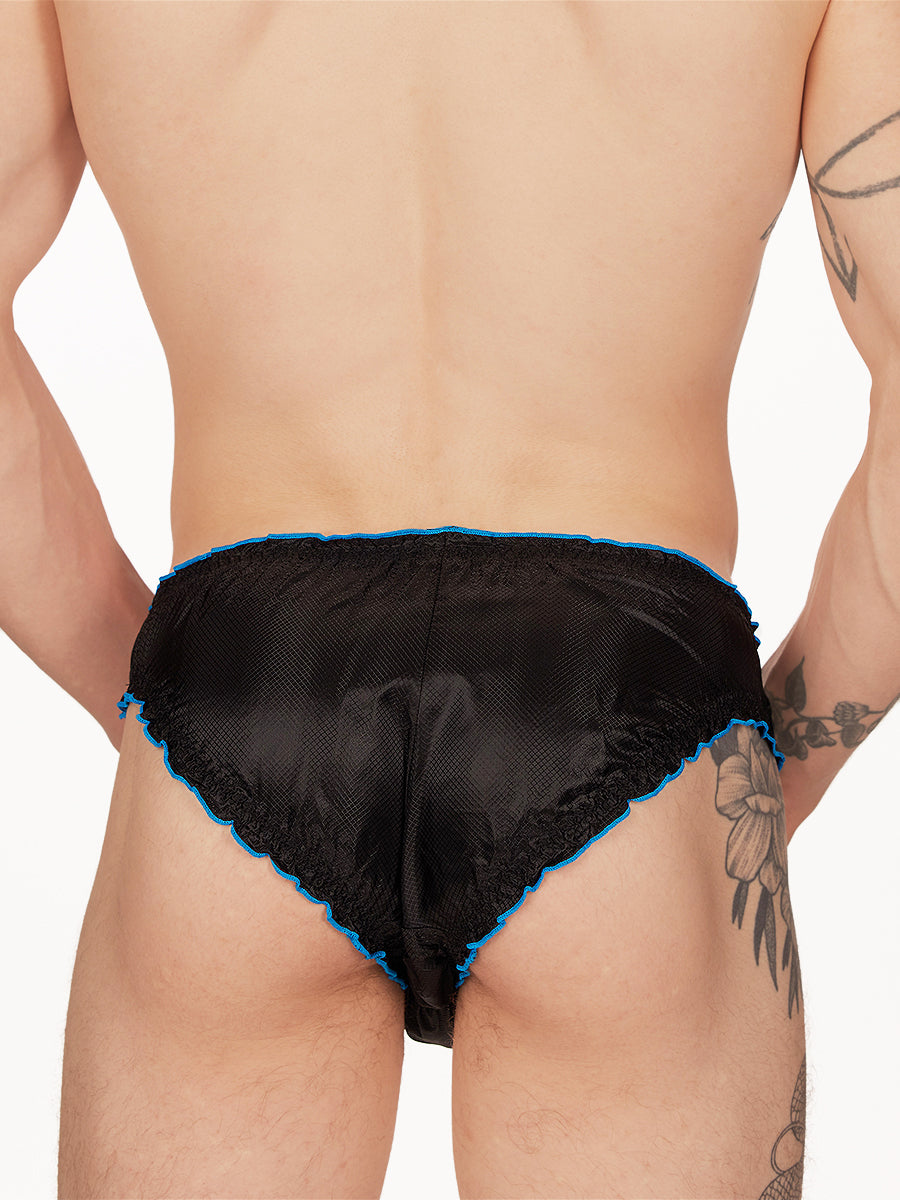 men's black nylon ruffle edge briefs - XDress