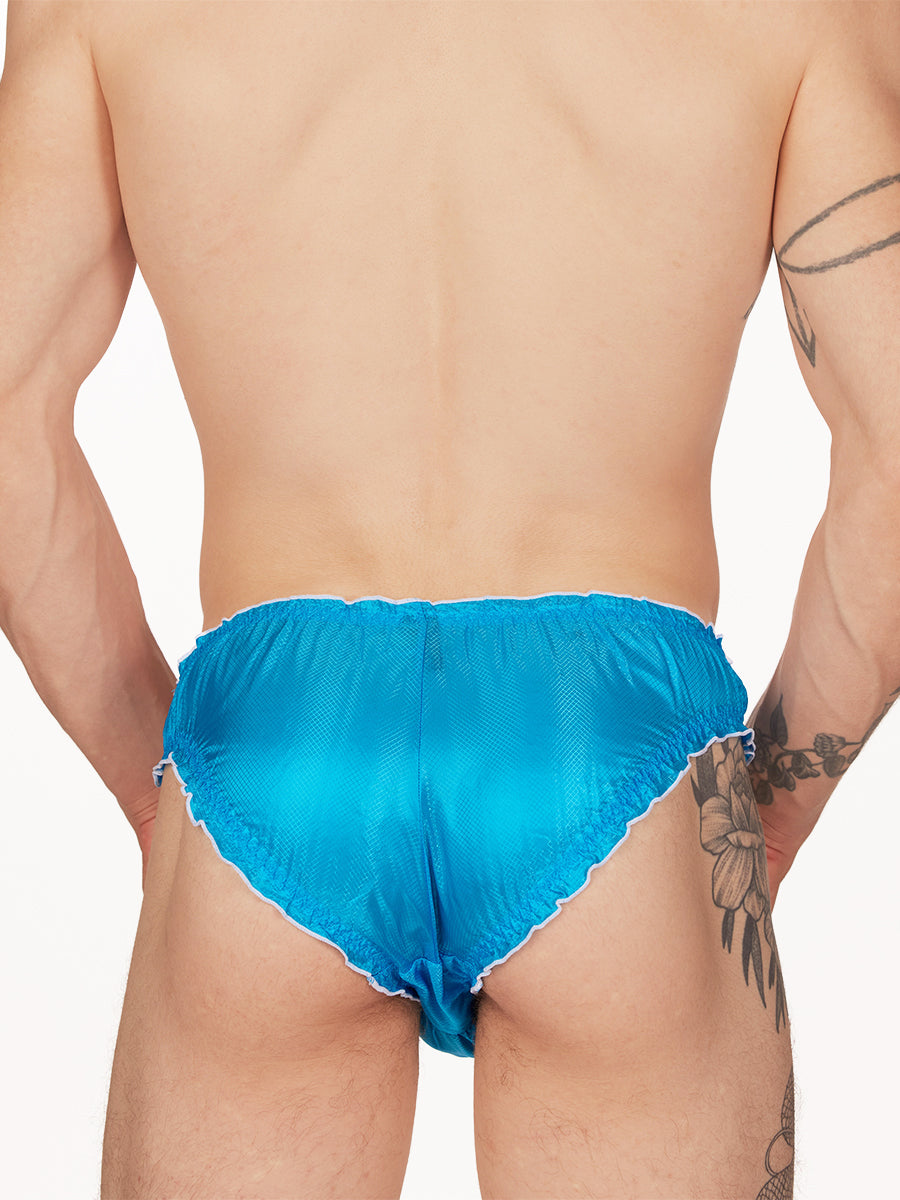 men's blue nylon ruffle edge briefs - XDress