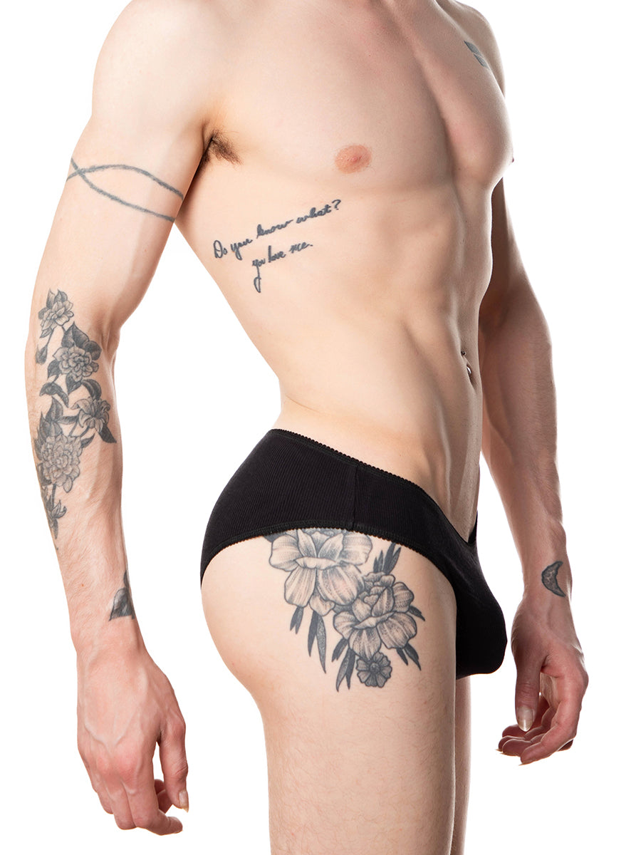 men's black picot ribbed panties - XDress