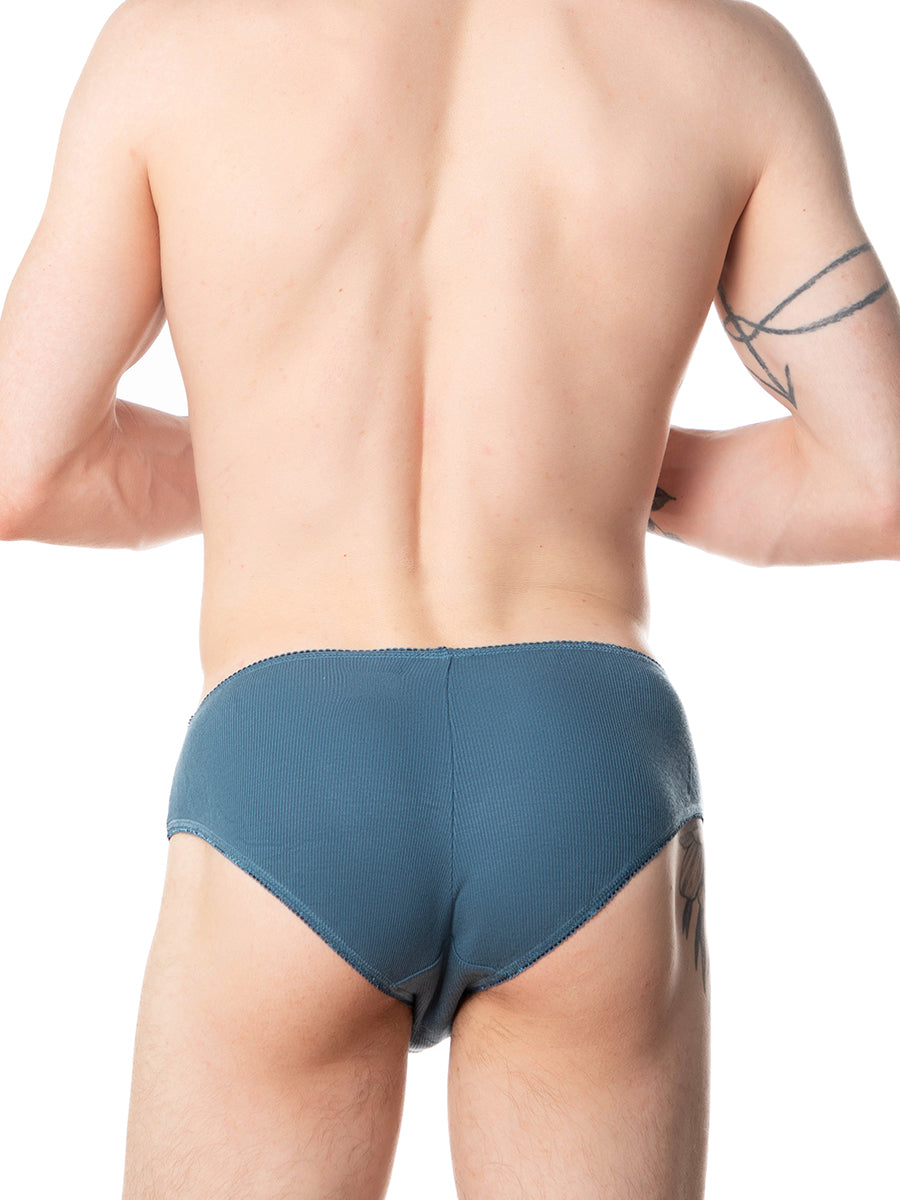 men's blue picot ribbed bikini panties - XDress