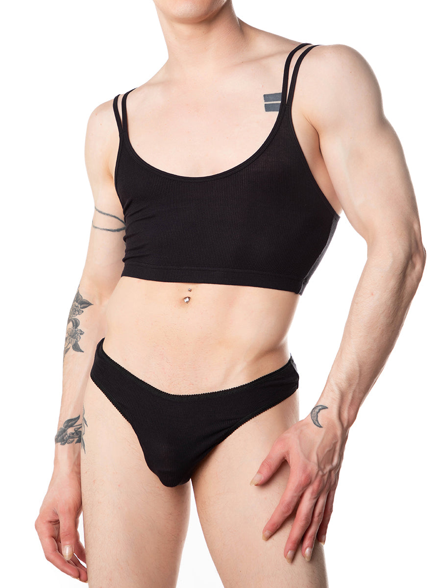 men's black ribbed bralette - XDress