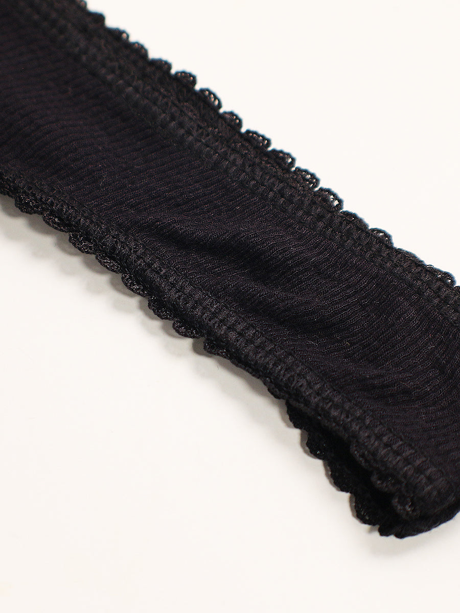 men's black ribbed picot thong - XDress