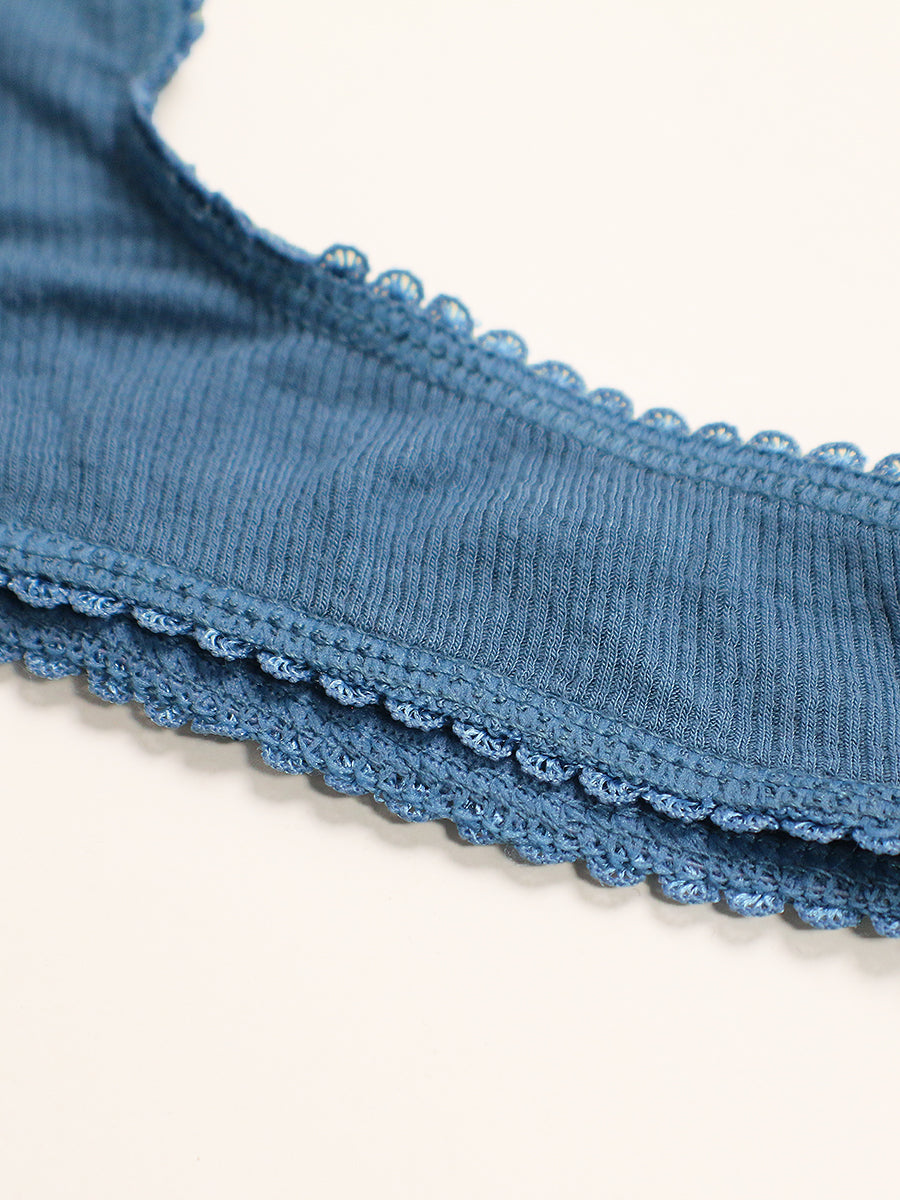men's blue ribbed picot thong - XDress