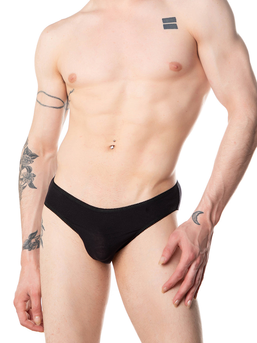 men's black picot ribbed panties - XDress