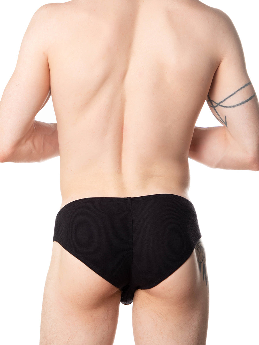 men's black ribbed bikini briefs - XDress