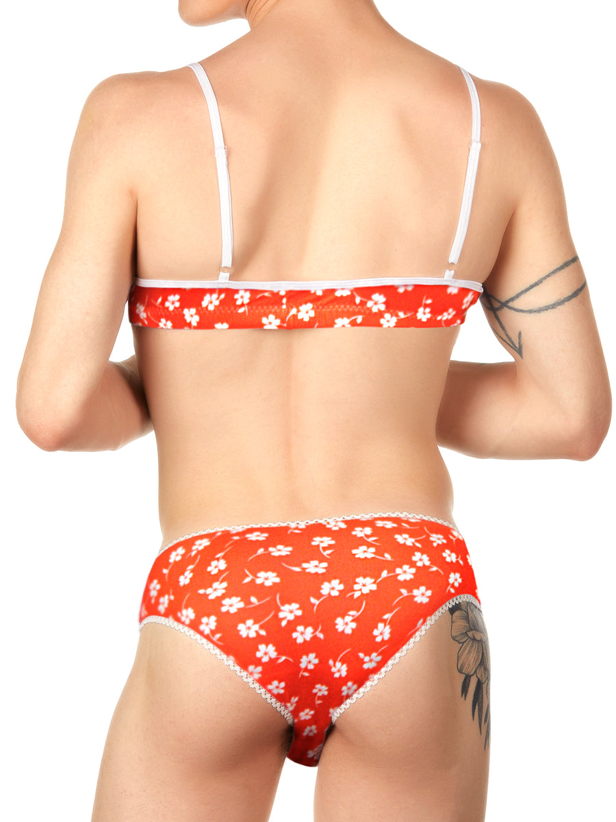 Gender-Free Orange Daisy Print Bra