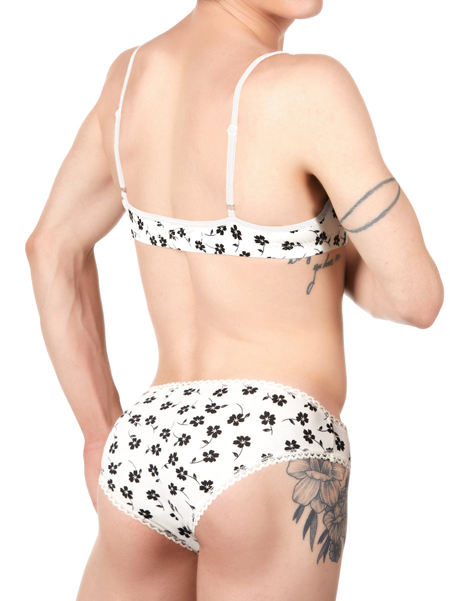 Gender-Free White floral print bra