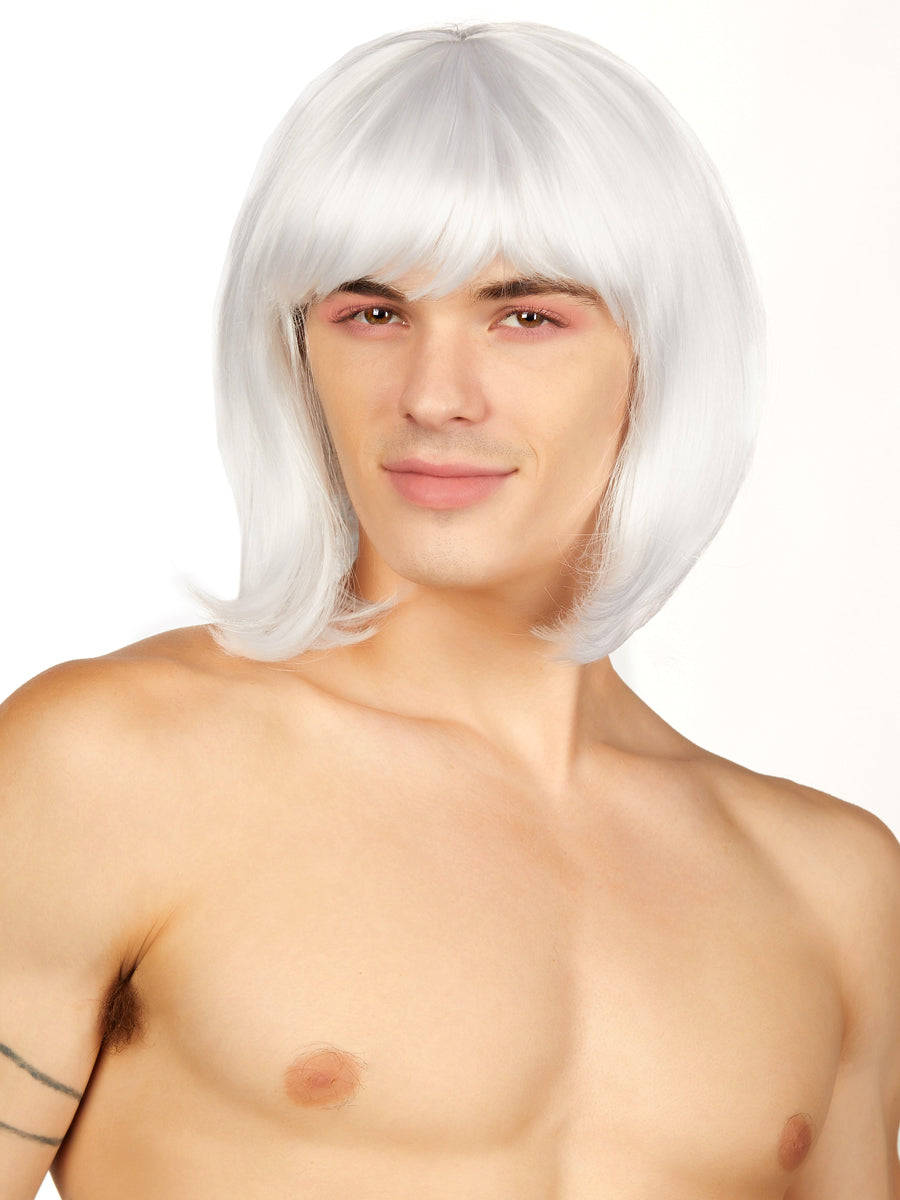 Men s White Bob Wig Crossdressing Wigs For Men XDress