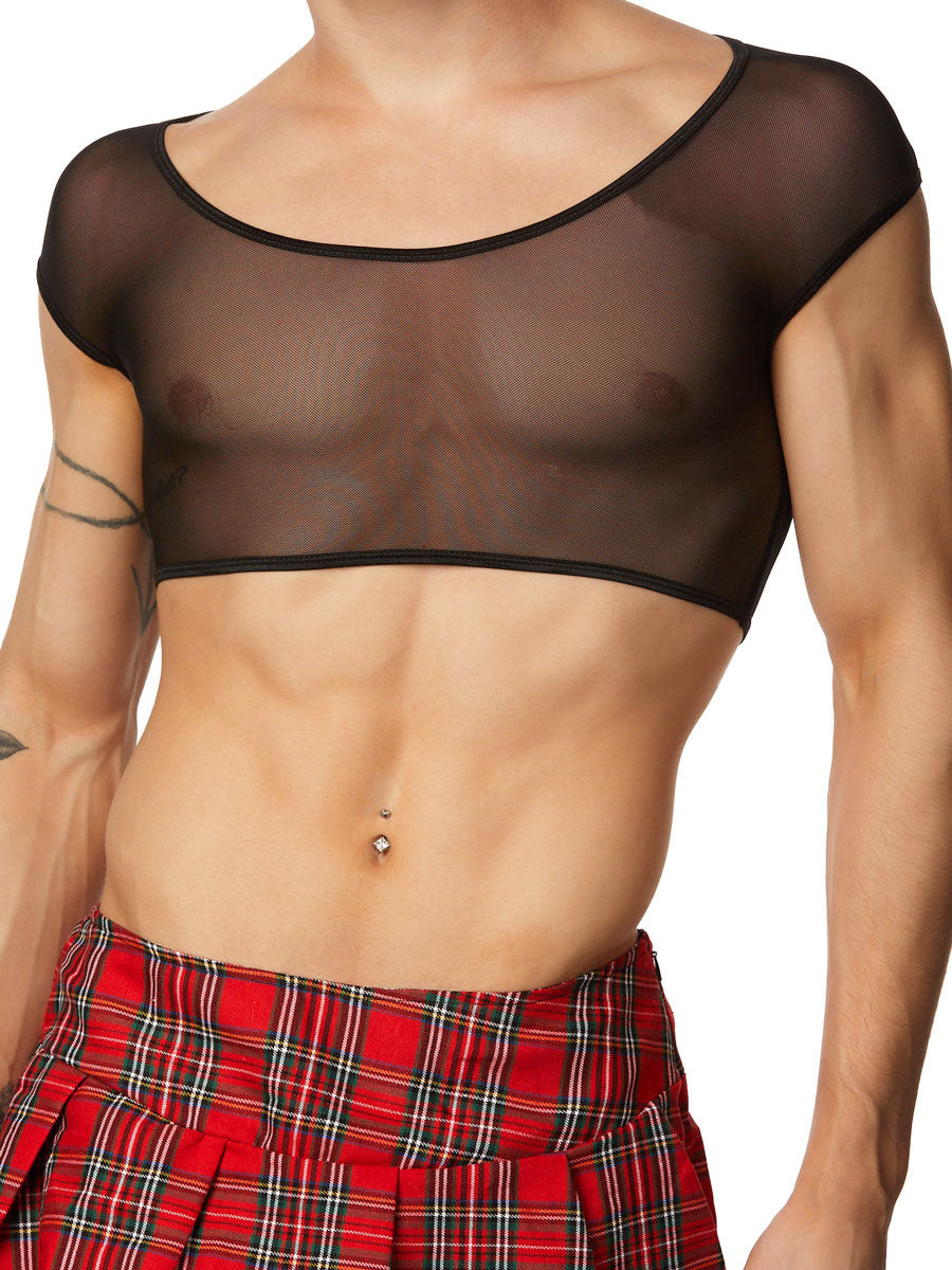 men's black mesh crop top - XDress