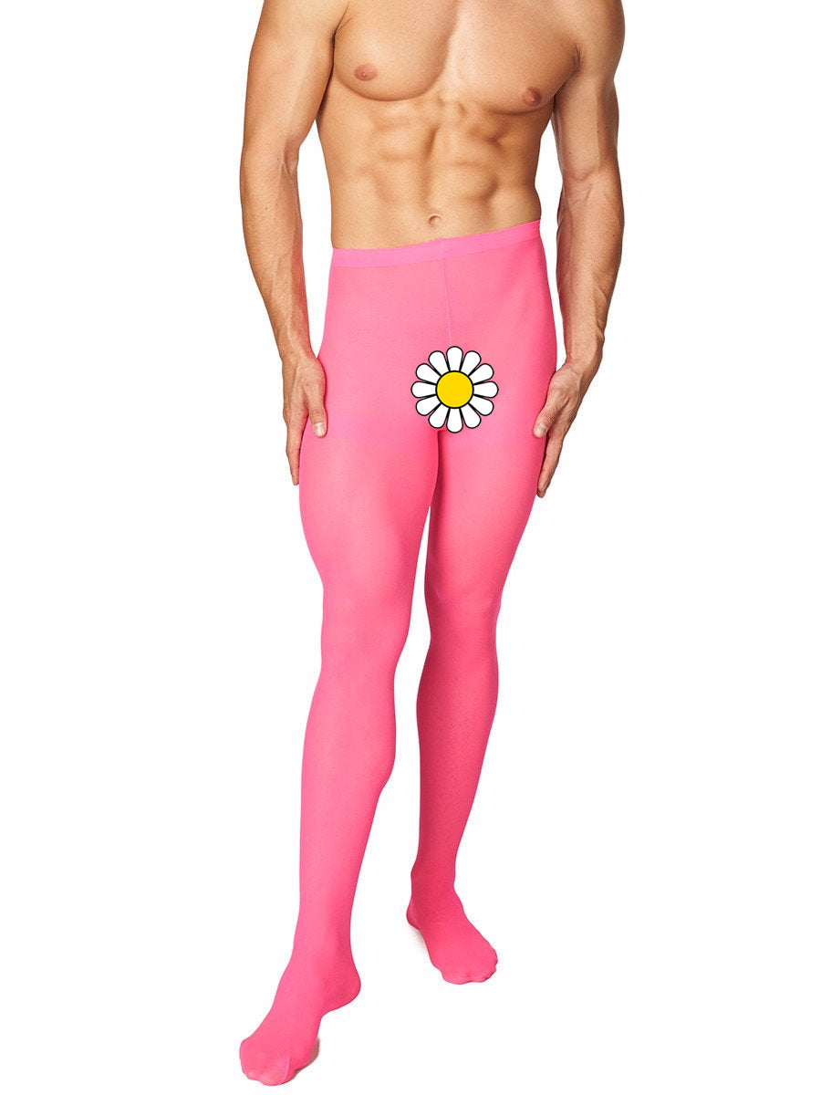 Men's pink opaque pantyhose tights