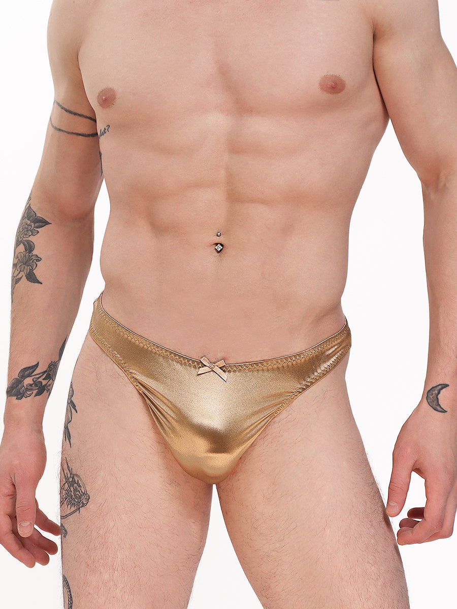 men's gold satin thong - XDress