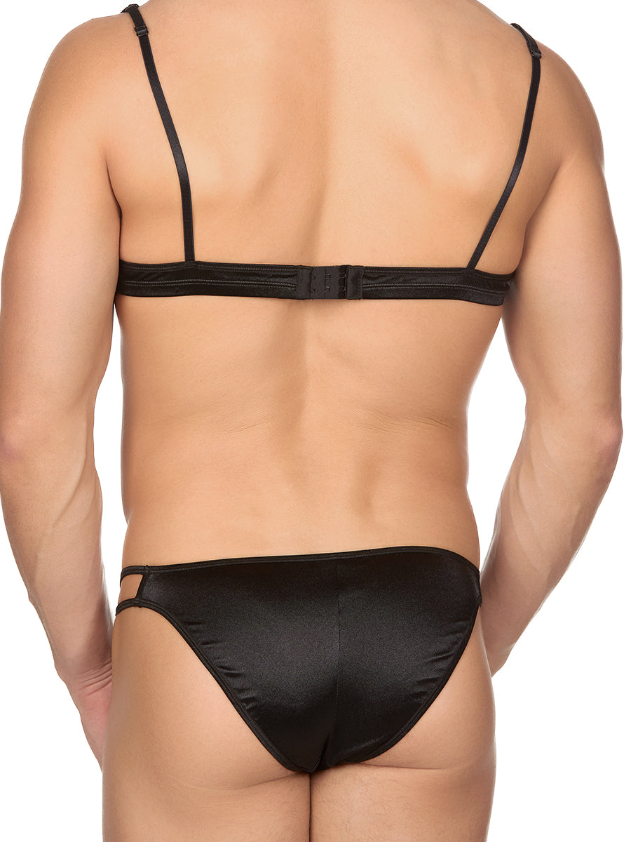 Men's Black Satin Bra