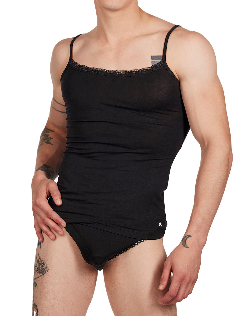 men's black modal and lace camisole - XDress