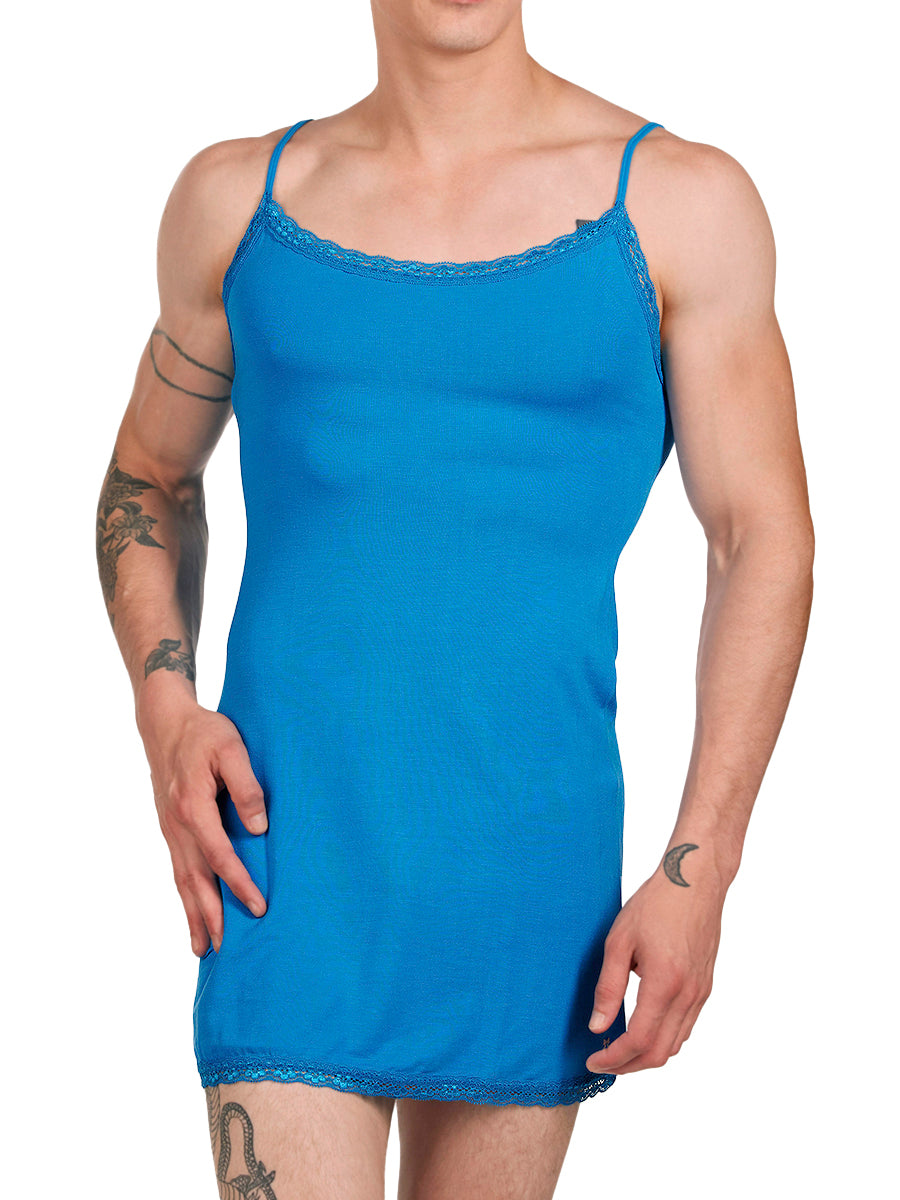 men's blue modal and lace nightie - XDress
