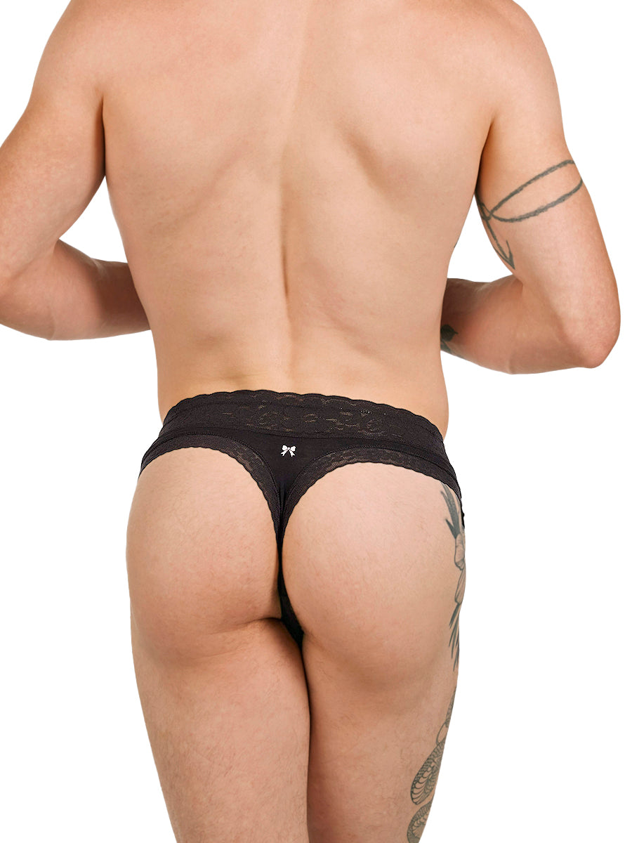 men's black modal & lace thong - XDress