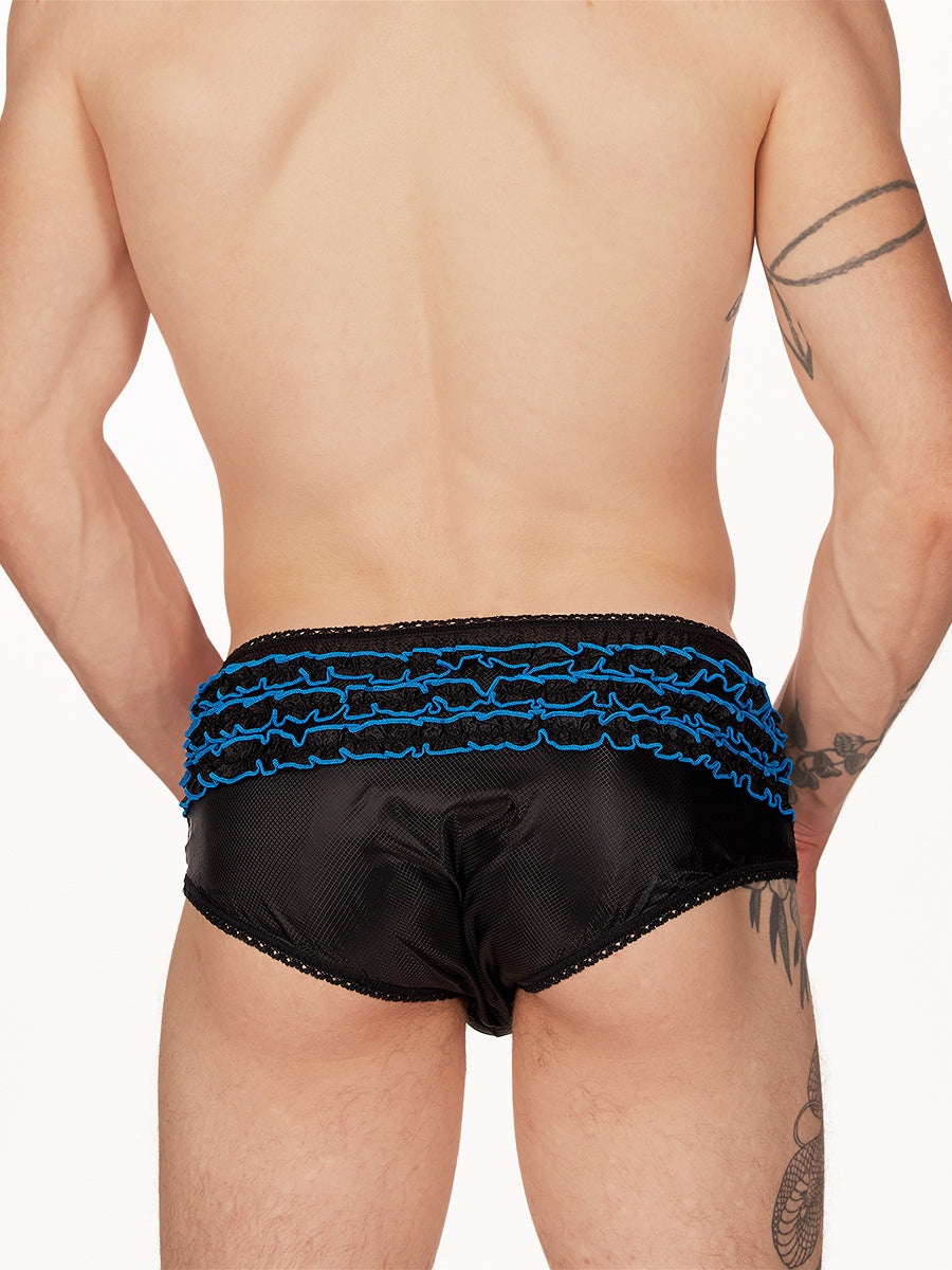 men's black nylon ruffle panties - XDress