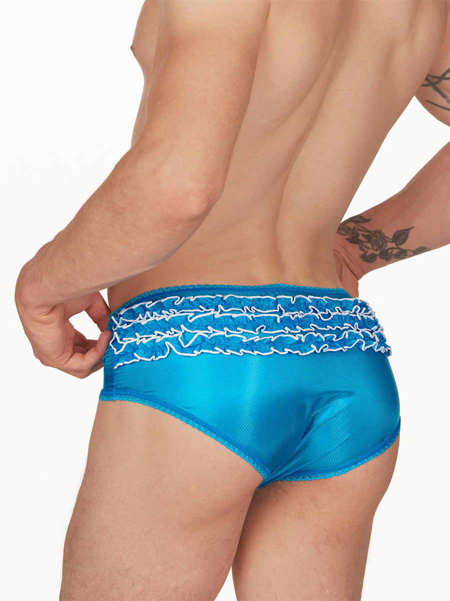 men's blue nylon ruffle panties - XDress