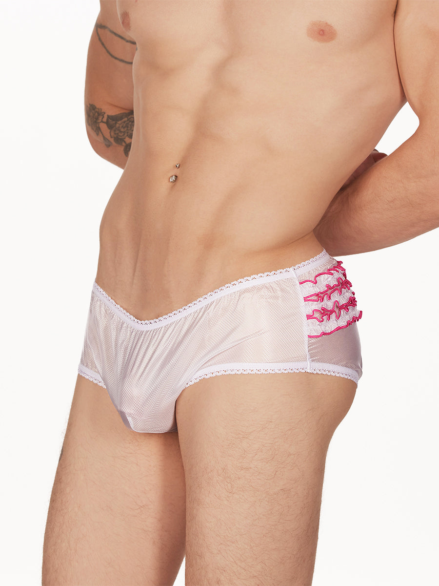 men's white nylon ruffle panties - XDress