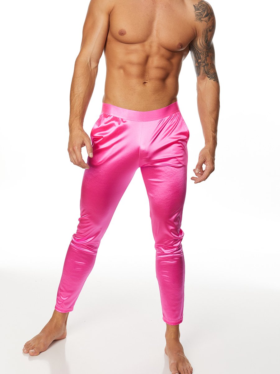 Men's pink satin joggers
