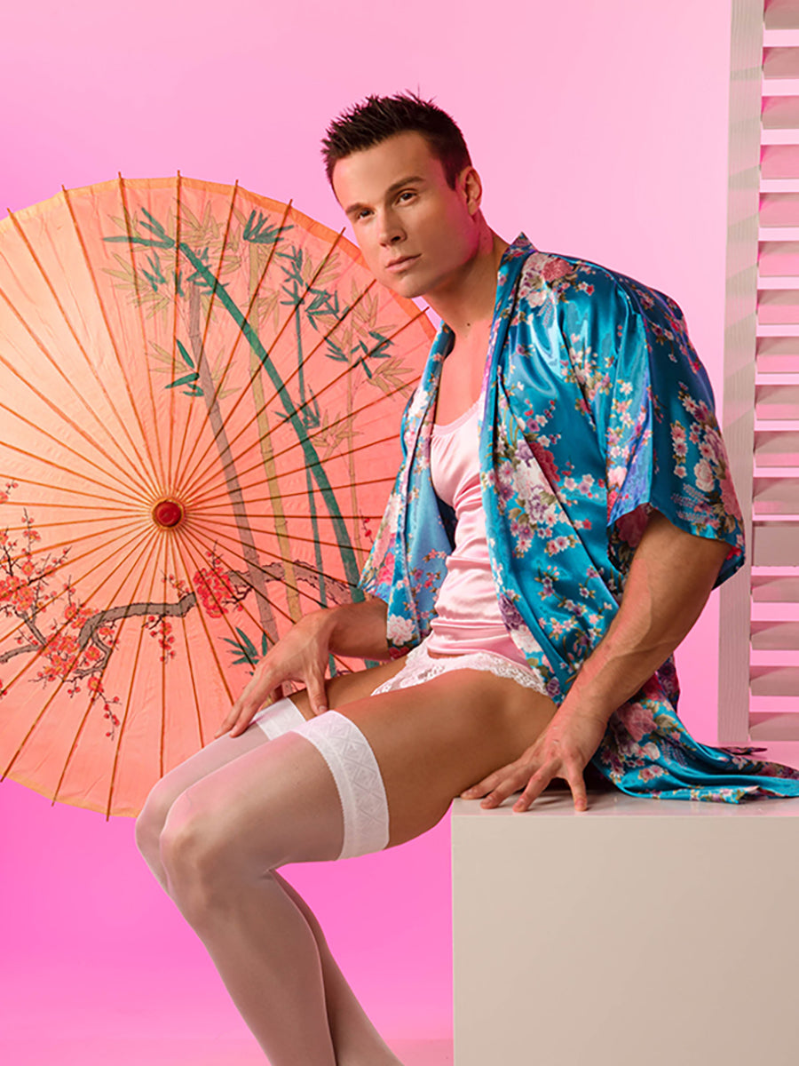 Men's Satin Floral Print Short Robe