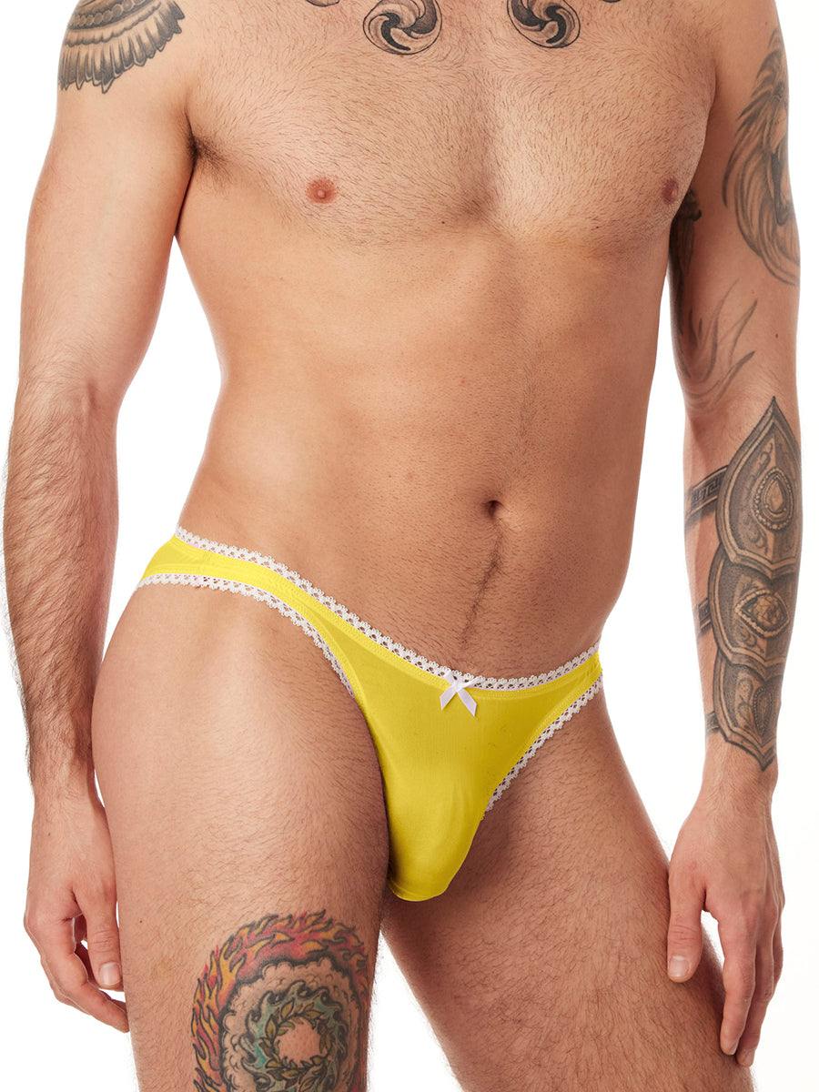 men's yellow sheer picot panties - XDress