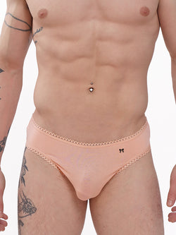 men's pink organic cotton picot edge briefs- XDress