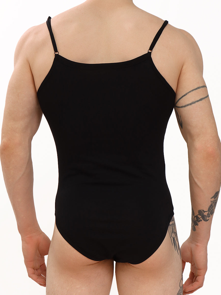 Men's Black Organic Cotton Full Back Bodysuit - XDress