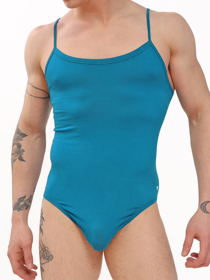 men's blue organic cotton full back bodysuit - XDress