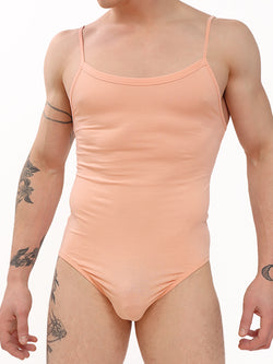 men's pink cotton full back bodysuit - XDress