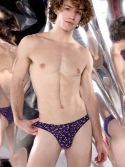 men's purple floral print thong- Body Aware