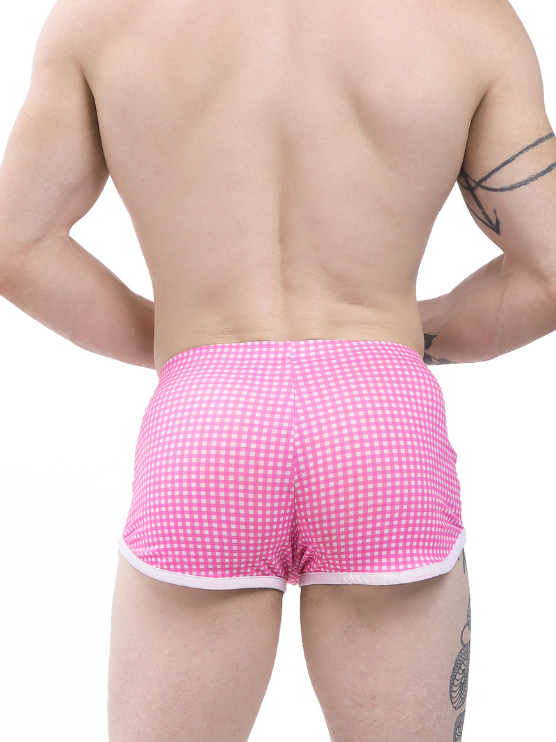 men's pink plaid print shorts - XDress