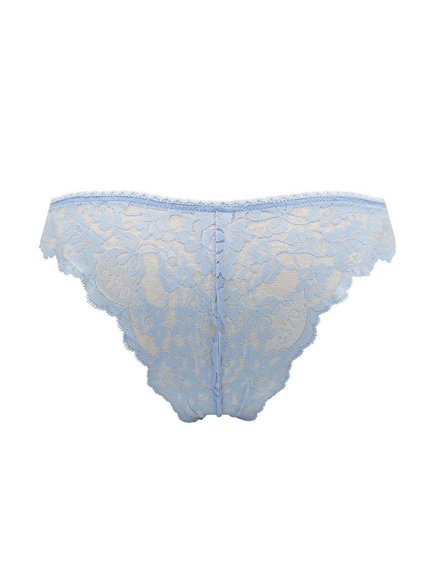 Light blue lace underwear on a white background