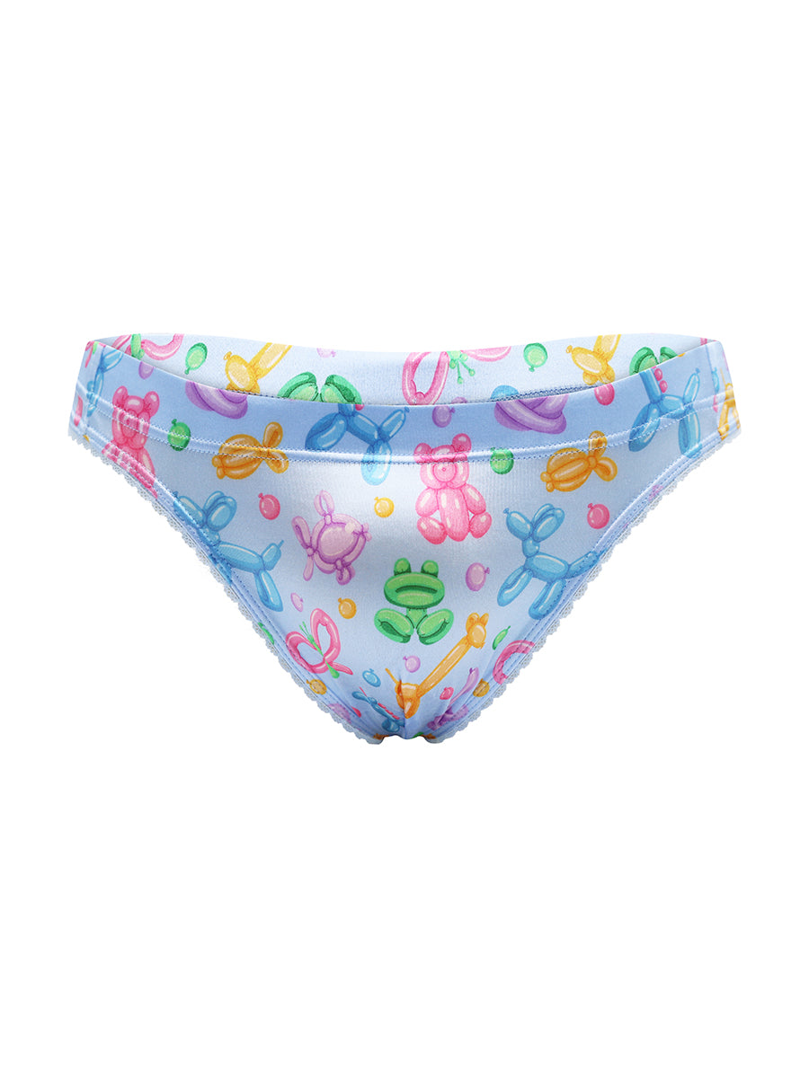 Colorful animal-themed bikini bottom on a white background